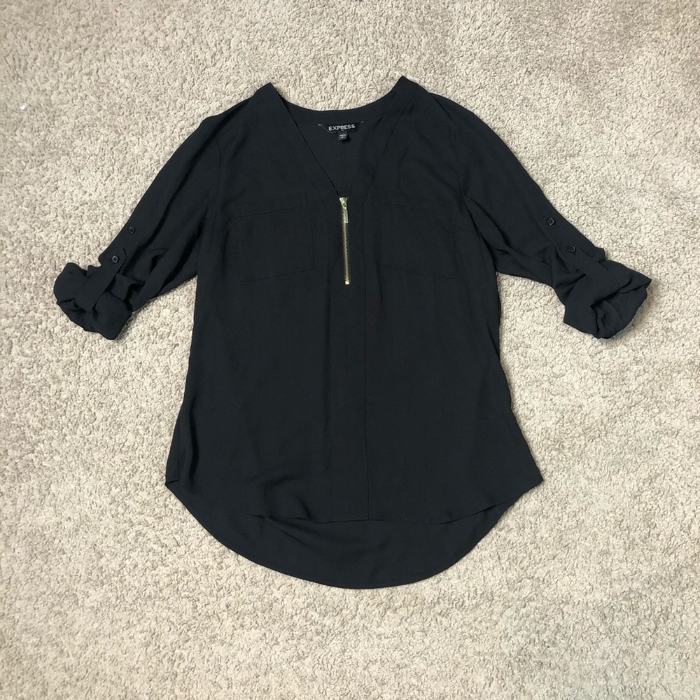 Express Black Zipper Blouse